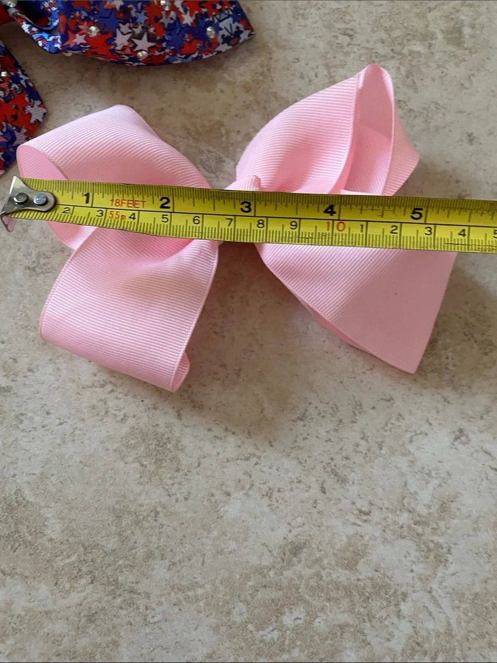 Bundle of 2 Large Red, White Blue Stars Girl Hairbow, and a Pretty Pink Bow